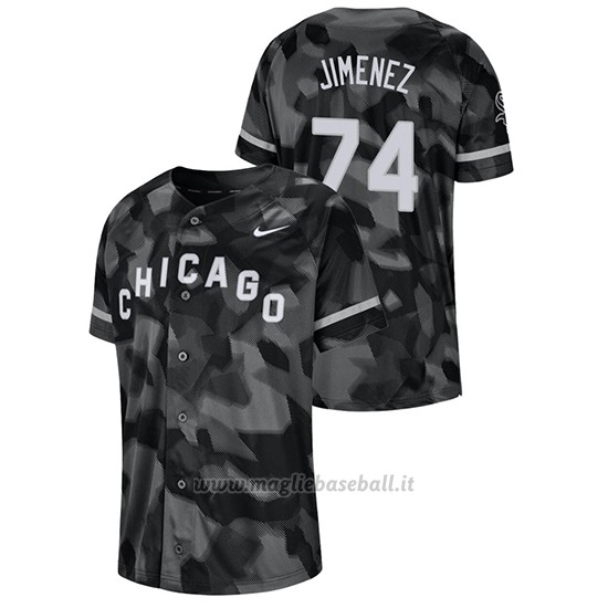 Maglia Baseball Hombre Chicago White Sox Eloy Jimenez Camuffamento Autentico Collezione Nero